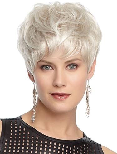 RainbowWigs Western Lady's Synthetic White Short Curly Hair Wig ST40
