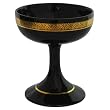 Handmade Black Lacquer Chalice-Style Decorative Bowl With Intricate Gold Leaf Design (Thailand)