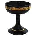 Handmade Black Lacquer Chalice-Style Decorative Bowl With Intricate Gold Leaf Design (Thailand)