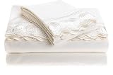 Touch of Paradise Heartfelt Dream 270-Thread-Count 100% Cotton Embroidered Cal King Sheet Set, Frost