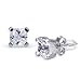 Elegant and Chic: Sterling Silver and Princess Cut CZ Diamond Solitaire Stud Earrings