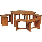 ウッディーガーデン 六角テーブル 4点セット