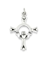 Sterling Silver Antiqued Claddagh Cross Charm