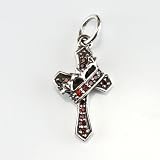 Garnet Arranged Sterling Silver Crowned Cross