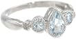10k White Gold Pear Shaped Aquamarine 3-Stone Ring with Diamond-Accent