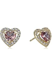 10k Yellow Gold Heart Birth Stone Earrings