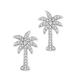 10K White Gold 1/3 ct. Diamond Palm Tree Earrings