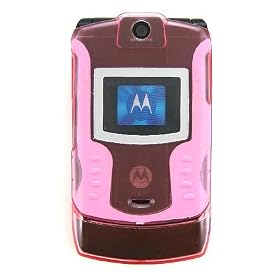 Motorola Razr V3 Silicone Insert Pink Snap-on Hard Shell Crystal Case