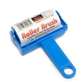 Cornflower Blue Trident Sticky Roller Brush 5m long roll of sticky paper with adhesive surface which can be torn off & thrown away once used. Designed for removing lint, dust & animal hair from clothes & upholstery