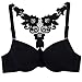 Finejo Womens Front Closure Lace Racerback Push Up Bra Black