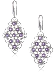 Sterling Silver Amethyst Honeycomb Kite Drop Earrings