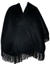 Extra 40% Off Warm Sexy Soft 00% Alpaca Wool Poncho Coat Cape Solid Rich Black Color