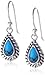 Amazon Collection Sterling Silver Turquoise Genuine Stone Roped Teardrop Earrings