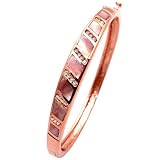 14k Rose Gold, Mother of Pearl and Diamond Bangle Bracelet