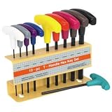 "ABC Products" - 10 Pc. Metric ~ T-Handle Hex Key - Wrench Set (Color Coded By Size)