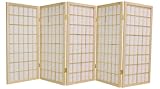 Three Foot 3ft. Size - 3ft. Window Pane Japanese Shoji Privacy Screen Room Divider - 5 Panel Natural