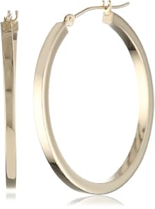 Duragold 14k Yellow Gold Square Hoop Earrings, (1.2