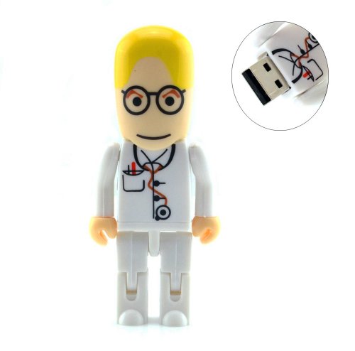 Cartoon Doctor Shaped 8GB USB Flash Drive (White)