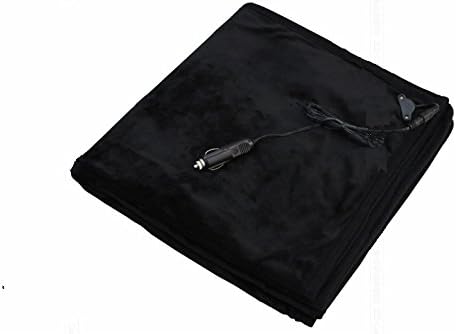 Short Plush Heated Travel Blanket 12v Plaid Electric Blanket for Automobile Car Blanket 12v (black)