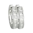 14K White Gold 1/4 ct. Round and Baguette Cut Diamond Huggie Earrings
