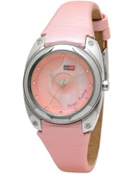 DFactory Womens DFI014ZPP White Label Pink and Mother of Pearl Dial PU and Leather Strap Watch