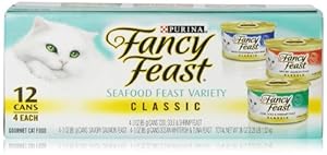 Fancy Feast Seafood Feast Classic 3-Flavor Variety Pack (12 Count, 3 Oz Each)