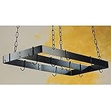 Rogar Rectangular Black Pot Rack with Chrome Accessories 30-in.