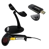 IMAGE OF Black Hands Free USB Automatic Scanning Barcode Bar-code Scanner Reader with Adjustable Stand w/AGPtek USB2.0 SD card reader