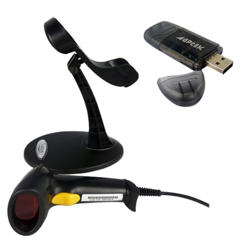 Black Hands Free USB Automatic Scanning Barcode Bar-code Scanner Reader with Adjustable Stand w/AGPtek USB2.0 SD card reader On Sale