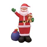 12 Foot Christmas Inflatable Santa Claus with Gift Bag and Bear Yard Garden Decoration