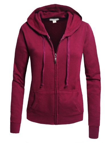 LE3NO Womens Comfortable Zip Up Fleece Hoodie Jacket