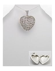 Heart Locket pendant Necklace In 92.5 Sterling Silver