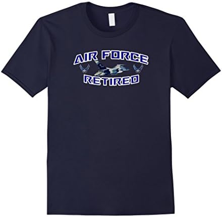 Men's AIR FORCE RETIRED T-SHIRT, USAF RETIRED F-16 T-SHIRT, Medium Navy