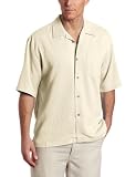 Cubavera Men's Short Sleeve Pieced Bedford Cord Texture Camp Shirt