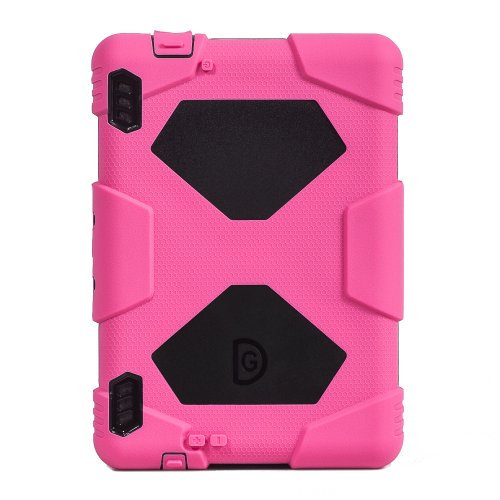 ACEGUARDER Shockproof Case for Kindle Fire HDX 7" Rainproof Waterproof Shockproof Kids Proof Case for Kindle Fire HDX 7"(only Fit Kindle Fire HDX 7 2013) (Gifts Outdoor Carabiner + Whistle + Handwritten Touch Pen) (ROSE/BLACK)