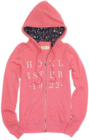 Hollister Women's Girls Logo Graphic Fleece Hoodie HO14 (X-Small, Pink Coral)