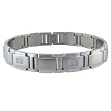 Stainless Steel Men's Bracelet W/ Diamond Accent (1/4 Cttw), 8.50''