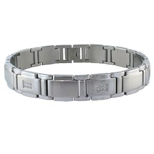 Stainless Steel Men's Bracelet w/ Diamond Accent (1/4 cttw), 8.50''