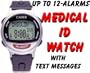 12 Alarm Watch. Long Alarm Duration. Easy to set e-pill CADEX Medication Reminder & Medical ALERT (Identification) ID Watch. SILVER with Black Rubber Strap.