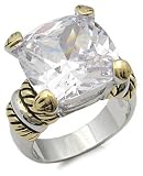 2 Tone 6 Carats Cushion Cut CZ Ring