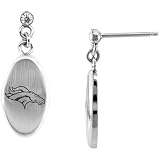 Team Titanium Denver Broncos Steel Earrings with Cubic Zirconia Accent
