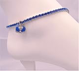 Anklet - A45 - Swarovski (tm) Crystal - Stretch ~ Sapphire with Blue Purse