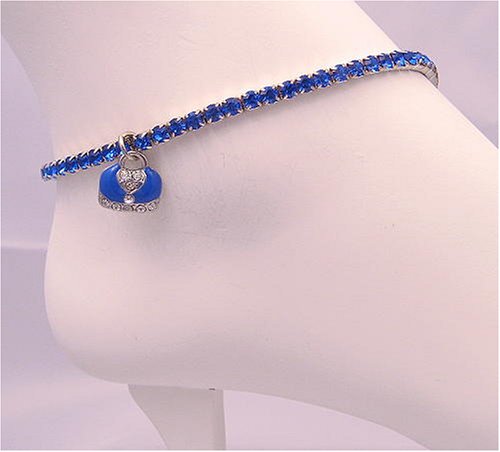 Anklet - A45 - Swarovski (tm) Crystal - Stretch ~ Sapphire with Blue Purse