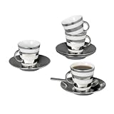 Produkt-Bild: Zeller 26530 Espresso-Set, 8-teilig, "silver stripes", Porzellan