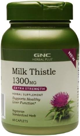 GNC Herbal Plus Milk Thistle 1300mg, Extra Strength, Caplets-60 ea