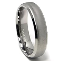 Titanium 6mm Satin Finish Dome Wedding Band Ring