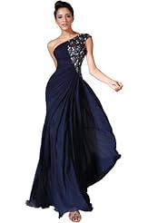 Chiffon/Velvet 2014 One Shoulder Full Length  Dress