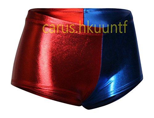 NEW!!! Harley Quinn Shorts Suicide Squad Inspired Metallic Cosplay Batman costume panties Custom Order Included (S, Red-Blue)