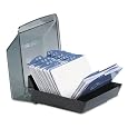 Rolodex 67197 Rolodex Covered Tray Business Card File, 100-Card Capacity, 50 Sleeves, BK/SKE