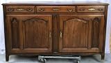 Vintage French Country Walnut Sideboard Server Buffet